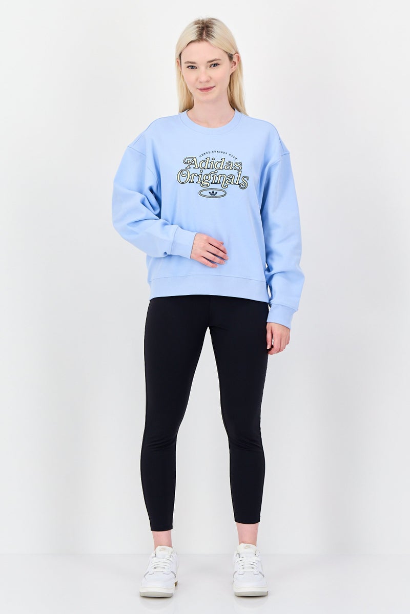adidas Originals Women Sportswear Fit Long Sleeve Outdoor Sweatshirt, Light Blue - Image 2